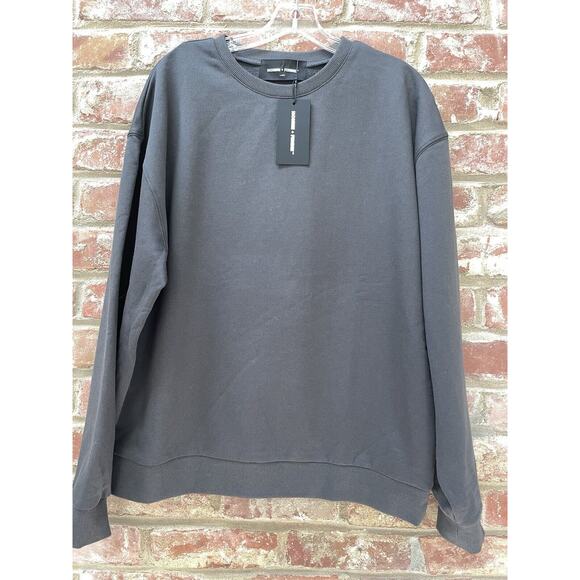 NWT HOMME + FEMME Large Gray Heavyweight Crewneck Sweatshirt Sweater Pullover - Picture 8 of 8
